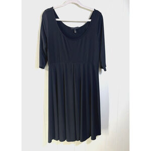 Lane Bryant Babydoll Half Sleeve Scoop Neck Flowy Sheath Dress Size 14/16 Black